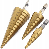 Sada kuželových stupňových vrtáků 3ks 4-32mm