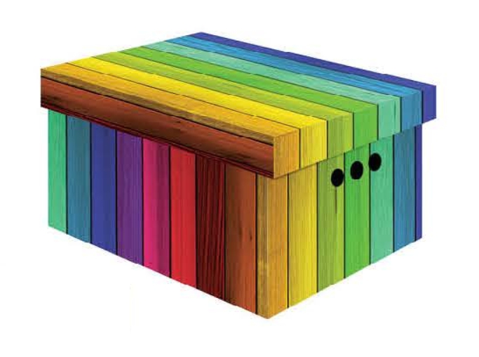 Dekorativní kartonová krabička DUHA A4 úložný box, velikost 33x25x18cm