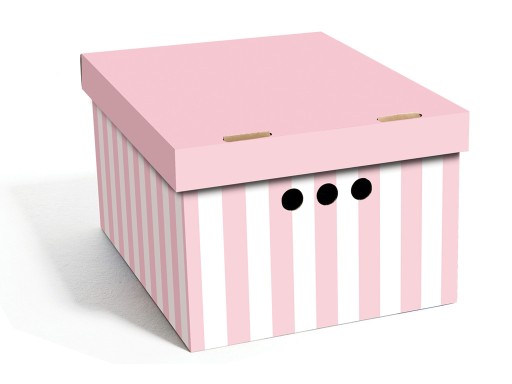 Dekorativní kartonová krabička RŮŽOVÉ PRUHY A4 úložný box, velikost 33x25x18cm