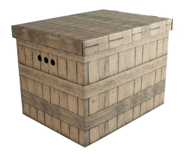 Dekorativní kartonová krabička HNĚDÁ DESKA, DESKY XL, úložný box 42x32x32cm