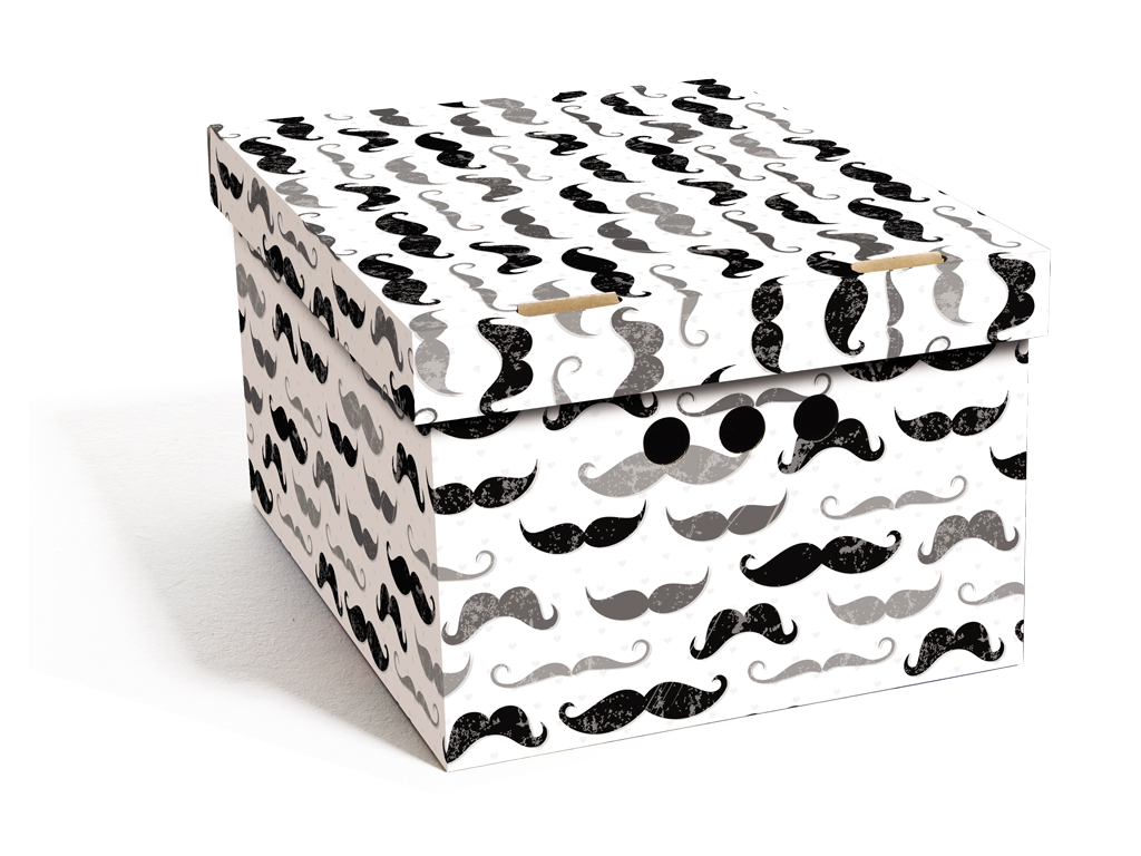 Dekorativní kartonová krabička MUŽSKÝ KNÍR A4 úložný box, velikost 33x25x18cm