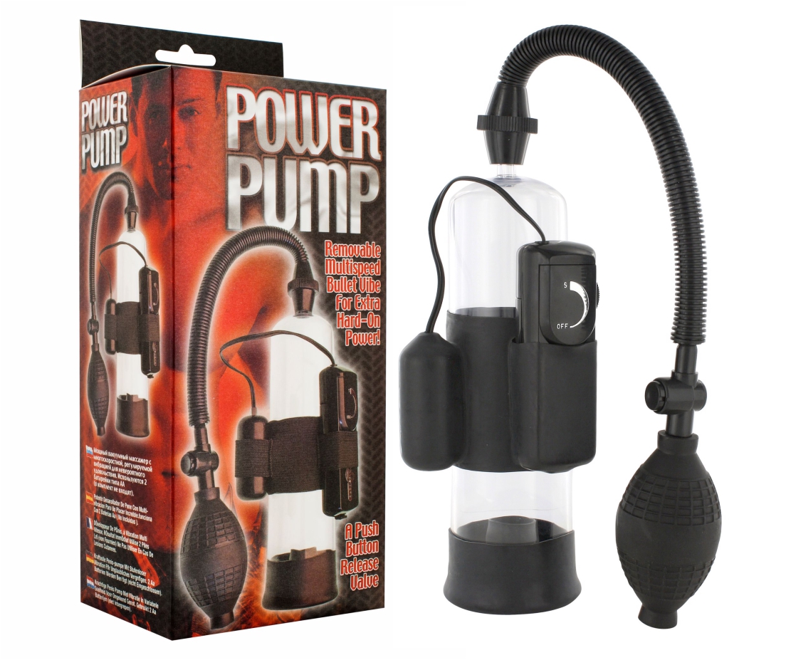 Vibrační vakuová pumpa na penis, POWER PUMP Black
