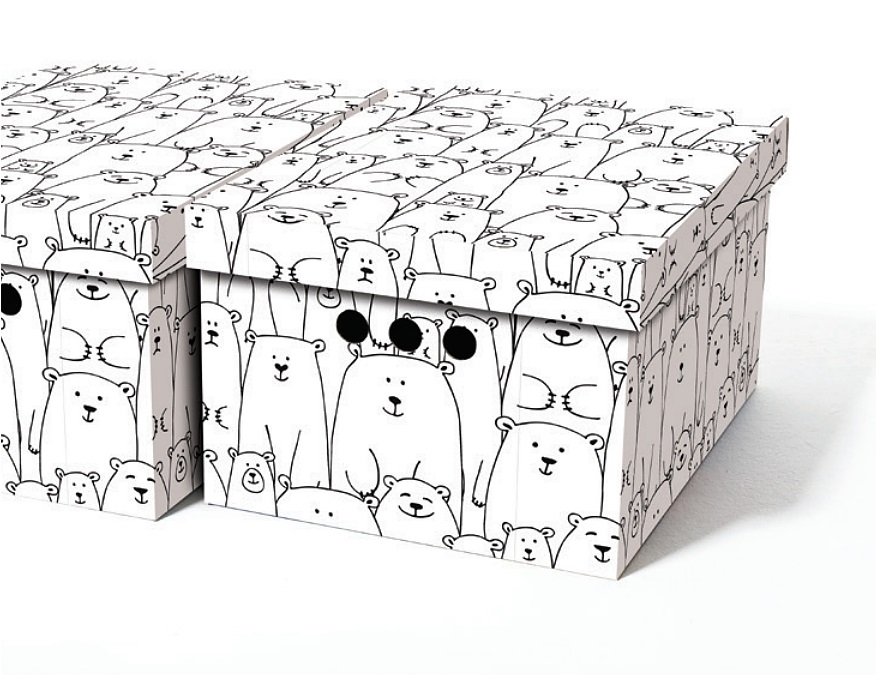 Dekorativní kartonová krabička BÍLÉ MEDVĚDY A4 úložný box, velikost 33x25x18cm