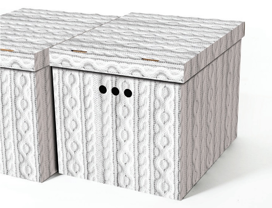 Dekorativní kartonová krabička KRÉMOVÝ SVETR XL úložný box, velikost 42x32x32cm