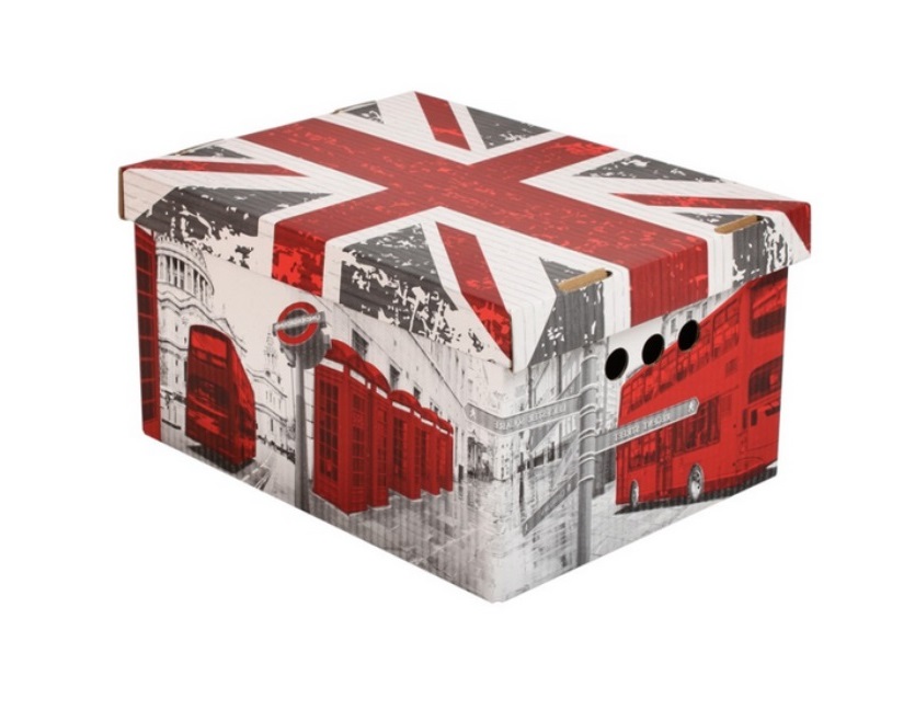 Dekorativní kartonová krabička LONDÝN A4 úložný box, velikost 33x25x18cm