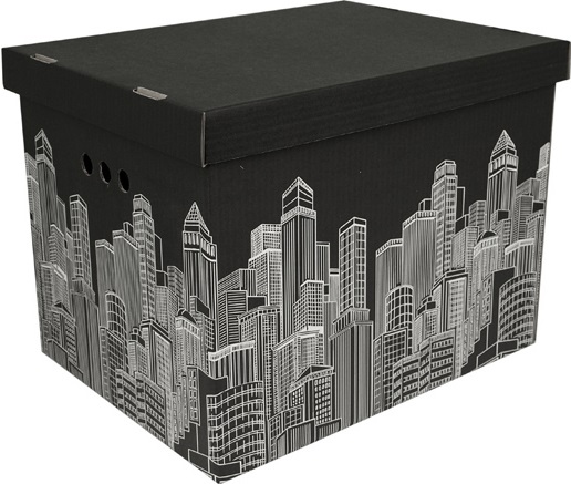 Dekorativní kartonová krabička CITY MĚSTO XL úložný box, velikost 42x32x32cm