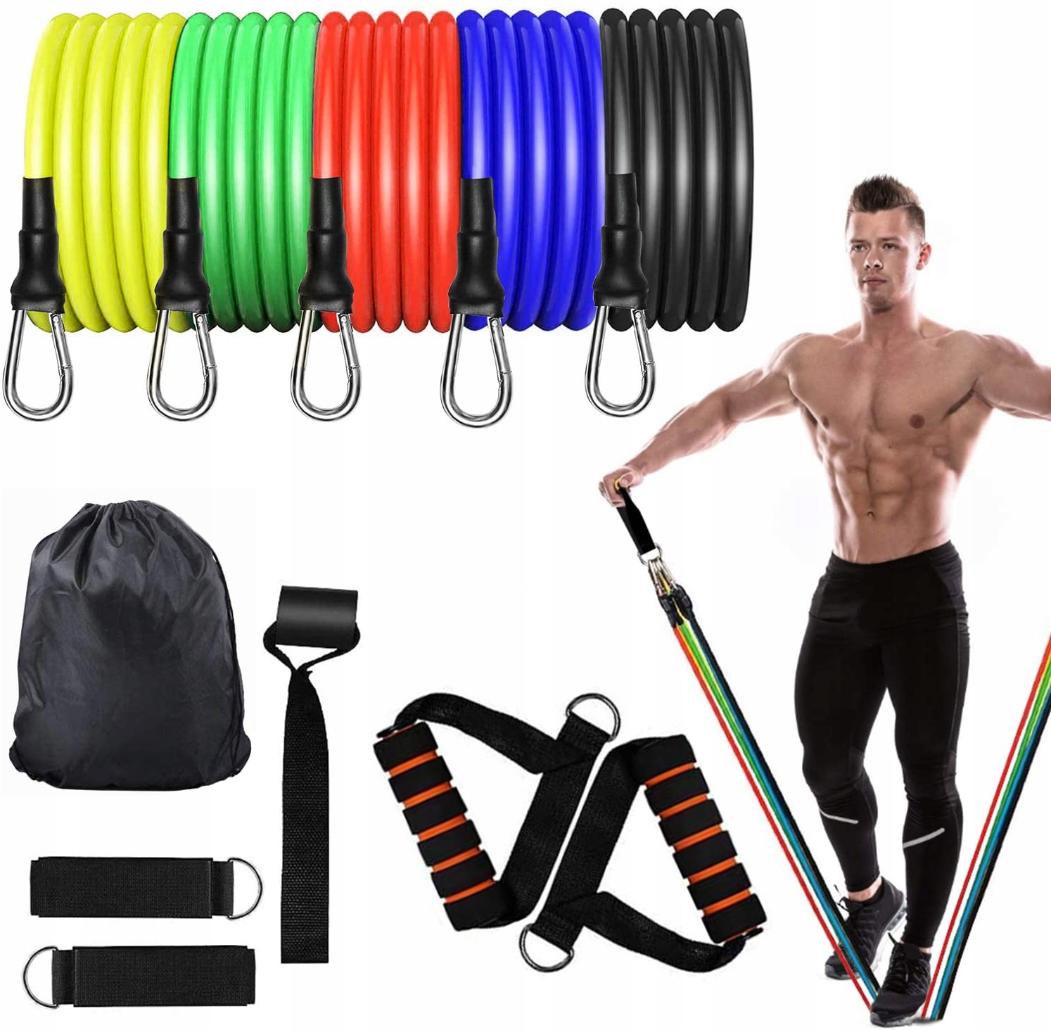 Posilovací expandéry - 5 gum s různým odporem, CrossFit fitness lano