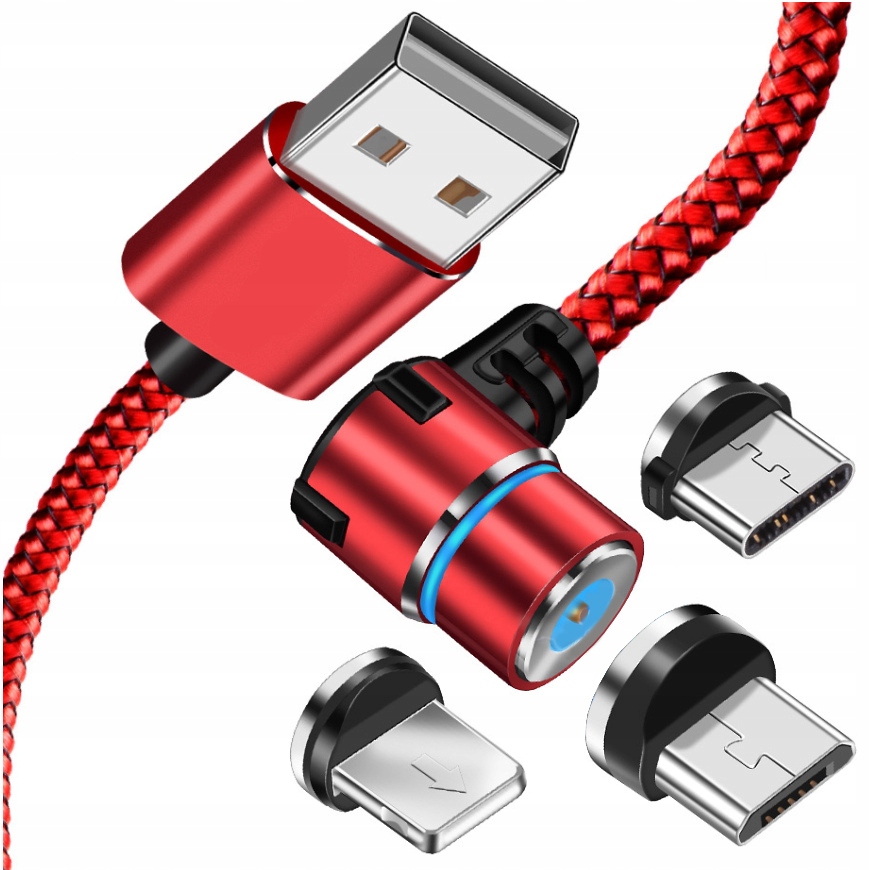 Nabíjecí datový nylonový magnetický kabel 3A zařízení IPHONE / MICRO USB / TYP-C